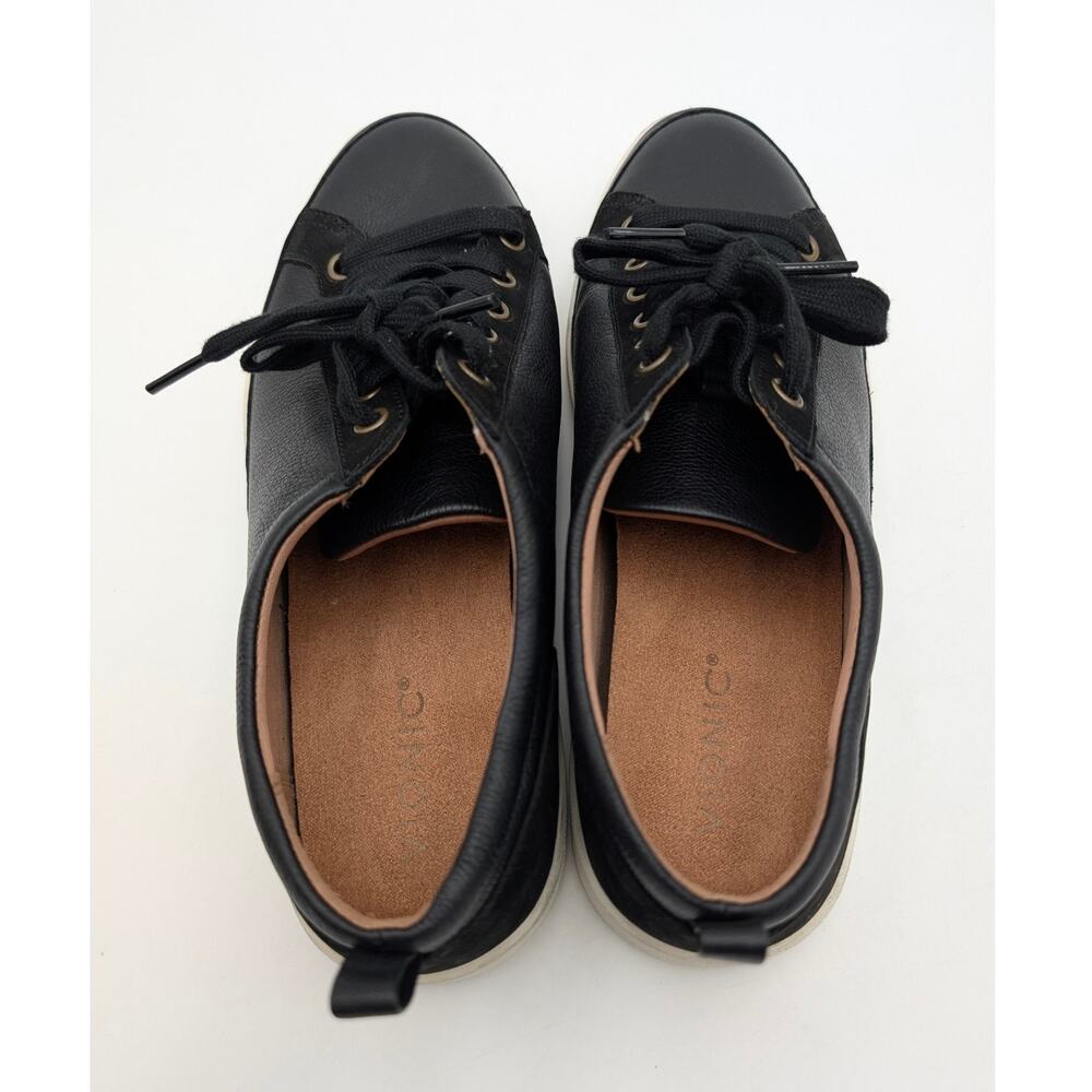 Vionic Black Leather & Suede Sneakers with Cream Sole - Picture 10 of 13